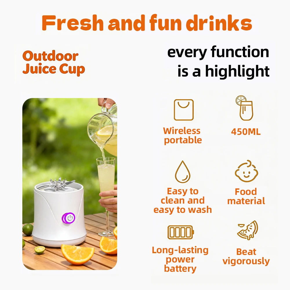 Mini Juicer Portable 450ML - Rechargeable Blender